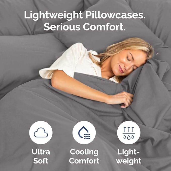 Queen Pillow Cases Set of 10 - Ultra Soft Hotel Quality Pillowcase Covers - Comfy, Cozy & Wrinkle Free - Shrink, Stain and Fade Resistant - Machine Washable Pillow Protectors - 10 Pcs Set - Dark Grey