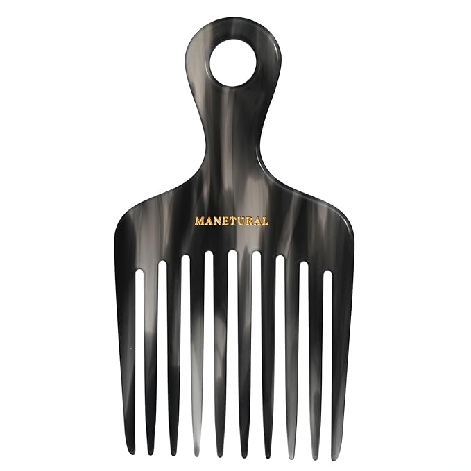 14MX Long-Tooth Comb/Afro Hair Lift Combs for Women's Curls and Men's Beards - Hand-Made, Hand-Crafted Beauty for Effortless Styling (Graphite, 2 PACK)