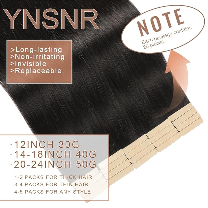 Tape in Hair Extensions Human Hair,14 Inch Human Hair Tape in Extensions 20Pcs Natural Black Tape Ins Human Hair Extensions for Women Seamless Tape in Hair Extensions Real Human Hair