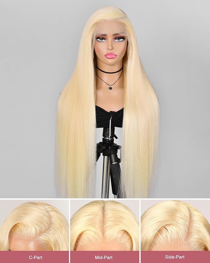 Alididi 613 Lace Front Wig Human Hair 13x4 Blonde Straight Hd Transparent Lace Frontal Wigs Human Hair Pre Plucked With Baby Hair 180% Density Blonde Glueless Wigs Human Hair 26 Inch