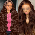 abbildung 34inch Chocolate Brown Lace Front Wig Human Hair 13x6 HD Transparent Body Wave Lace Front Wigs Human Hair Pre Plucked Glueless Frontal Brown Wig Human Hair 180% Density #