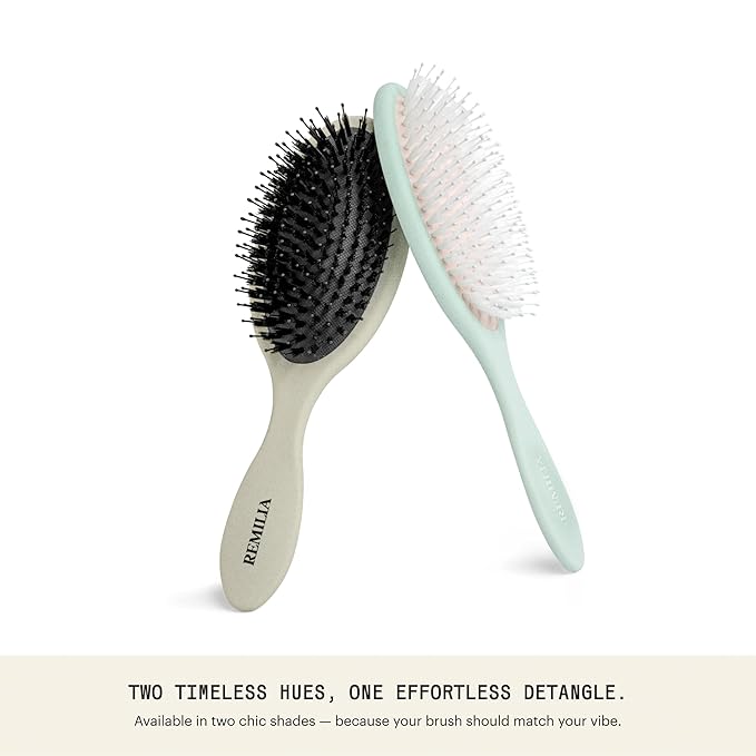 Remilia Hair Ocean Vegan Lush Brush - Detangling Brush for All Hair Types, Natural, Straight, Curly, Wet, & Dry Hair - Hair Comb with Vegan Boar Bristles & Soft Ballpoint Tips