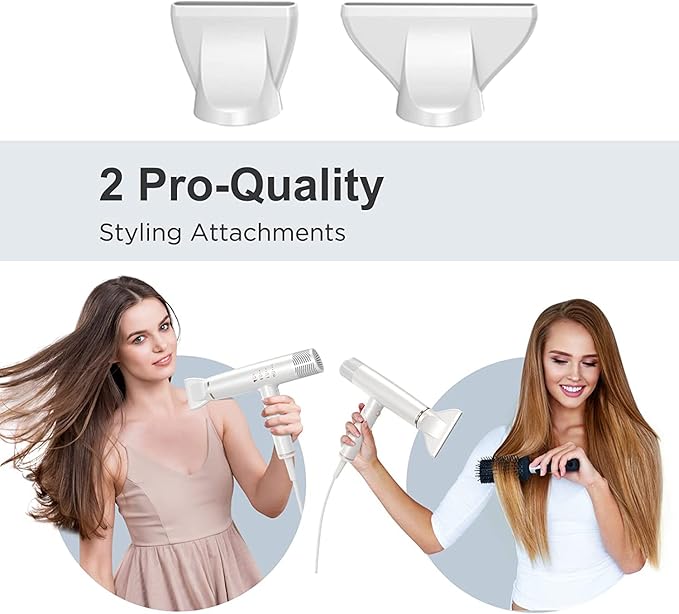 High Speed Hair Dryer, Travel Blow Dryer Foldable Ionic Small Professional Brushless Motor 9 Modes Portable One Touch Switch with Concentrator Nozzle Attachment for Home, Hotel, Salon