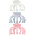 Large Hair Clips for Women - 3Pcs (Blue, White, Pink) | Octopus Claw Clips for Thick Hair, Non-Slip Strong Hold Hair Clamps for Long Hair, Big Unbreakable Hair Accessories