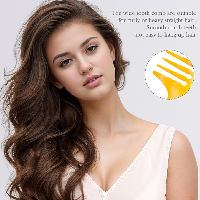 Yellow Hair Styling Combs Set - Wide-Tooth, Fine-Tooth, Rat Tail, and Dual Comb for Men and Women