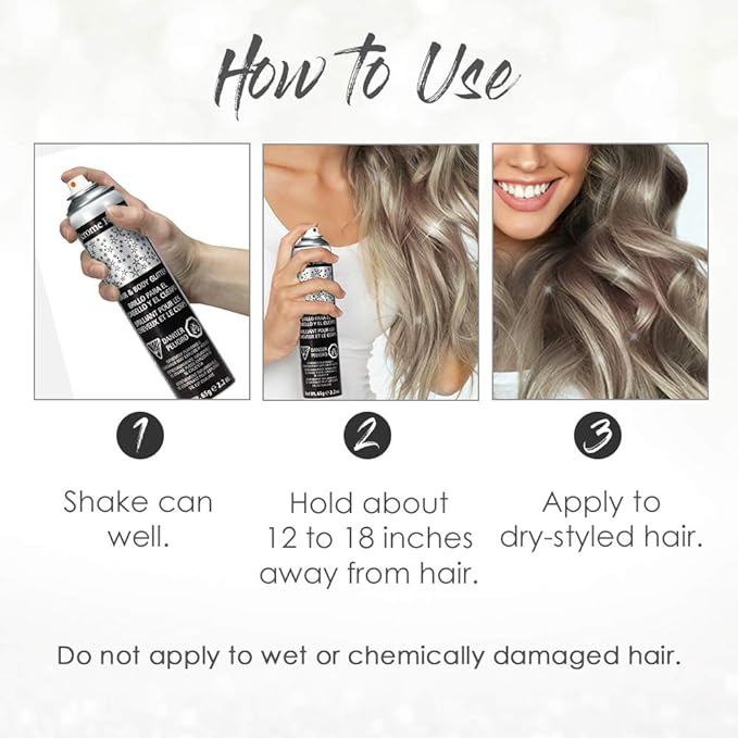Jerome Russell Temporary Hair and Body Glitter Color Spray, Travel Spray, Lightweight, Adds Sparkly Shimmery Glow, Perfect to use On Hair, Skin, or Clothing, 2.2 oz - Multi-Color x 1 Pack