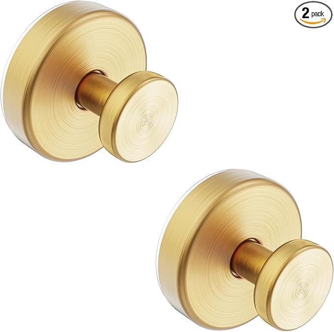 Suction Cup Hooks for Shower, Towel Hooks for Bathroom Window Glass, Bath Robe Looafh Hook for Hanging - 2 Pack, Gold