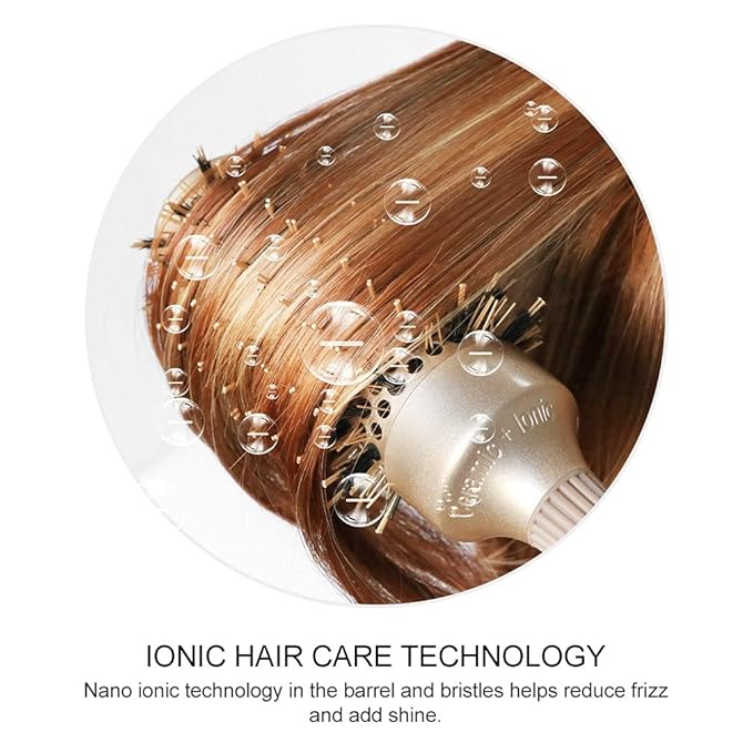 Round Barrel Anti-Static Hair Brush with Boar Bristles, Nano Thermal Ceramic Ionic Tech | For Extra Shine | Protect Hair, Enhance Texture, For Straightening & Drying (2inch)