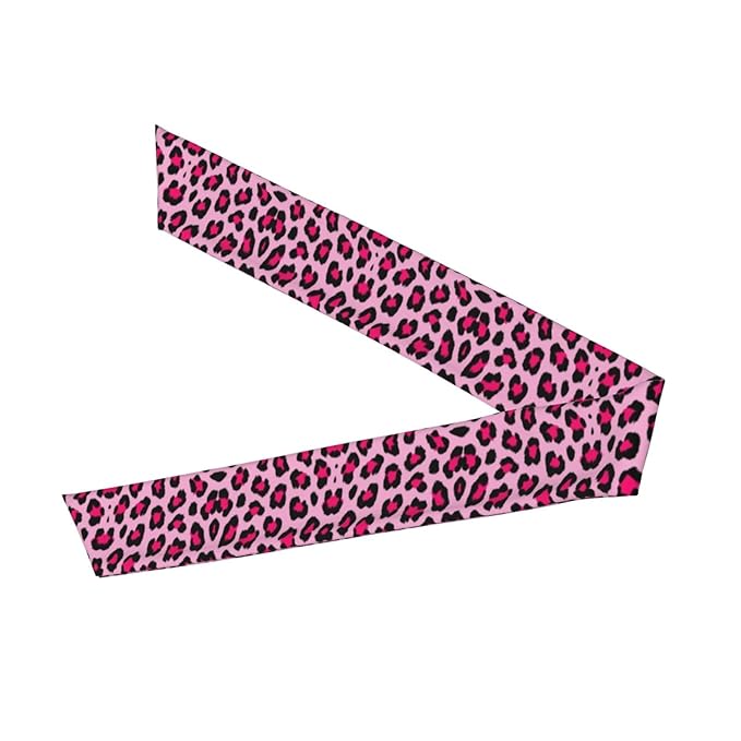 Men's Women Pink Cheetah Leopard Print Sports Sweatband Multipurpose Novelty Head Ribbon Headdress for Yoga Athletic Spa