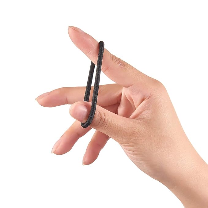 minihope Women's Hair Elastic Thick Tie, Black, 30 Count (Pack of 1), 4MM for Medium Hair.