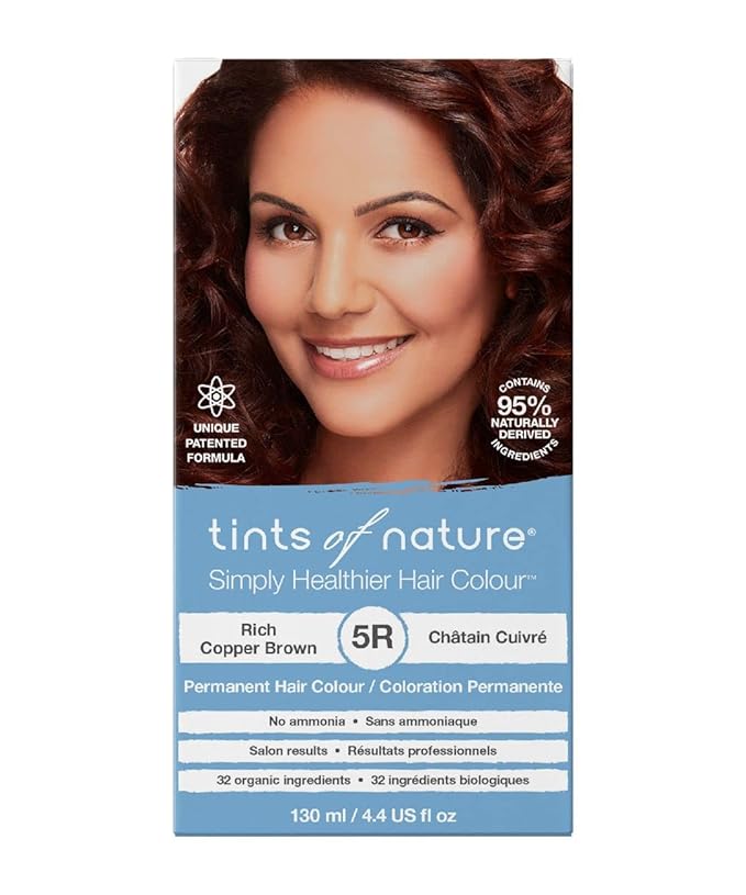 Tints of Nature 5R Rich Copper Brown Permanent Hair Dye, Nourishes Hair and Covers Greys, Ammonia-Free, 4.4 fl oz