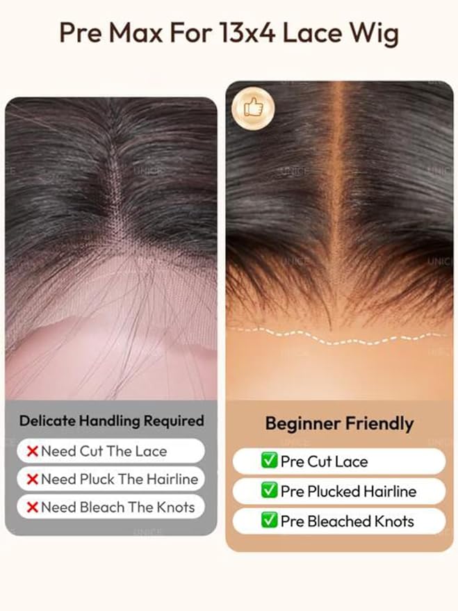 KLAIYI Ombre Highlight Blonde Water Wave Glueless Pre Everything 13x4 Lace Front Wigs Human Hair Drawstring Pre Plucked Pre Bleached Bye Bye Knots Curly Wig with Dark Roots Ready to Wear and Go 26Inch