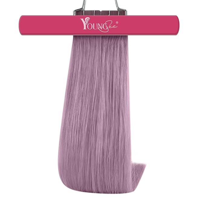 YoungSee Tape in Hair Extensions Real Human Hair Purple 18In Human Hair Tape in Extensions Lavender Invisible Tape on Hair Extension 10pcs Light Purple for Cosplay 25g