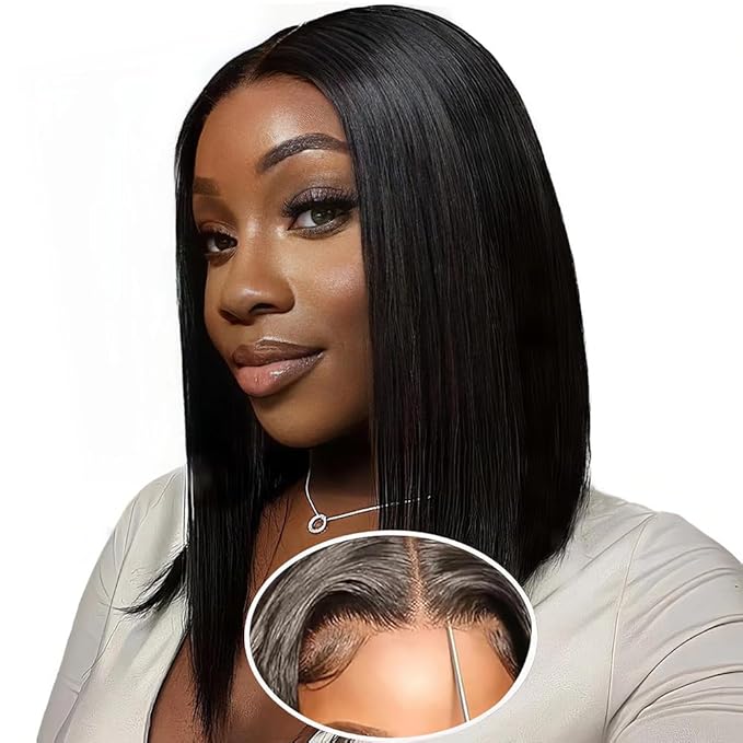 bob wigs human hair 16 Inch glueless wig human hair 180% Density glueless wigs human hair pre plucked pre cut 4x6 HD Transparent Frontal Wigs Human Hair Lace Front Wigs for Women