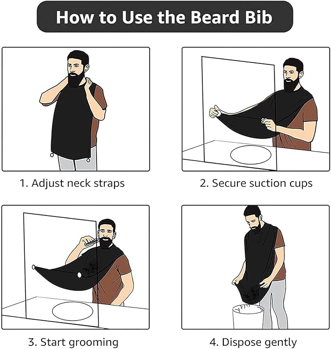 Adjustable Beard Catcher Apron, Animal Cheetah Leopard Print Shave Bib, Non-Stick Waterproof Grooming Bib, Shaving Essential for Men Dad Christmas