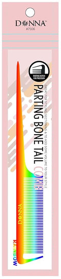 Donna Rat Tail Comb - Professional Parting Comb for Precision Styling, Ideal Rat Tail Combs for Sectioning and Hair Parting, Durable and Heat Resistant, Perfect for Salon and Home Use, RAINBOW COLOR