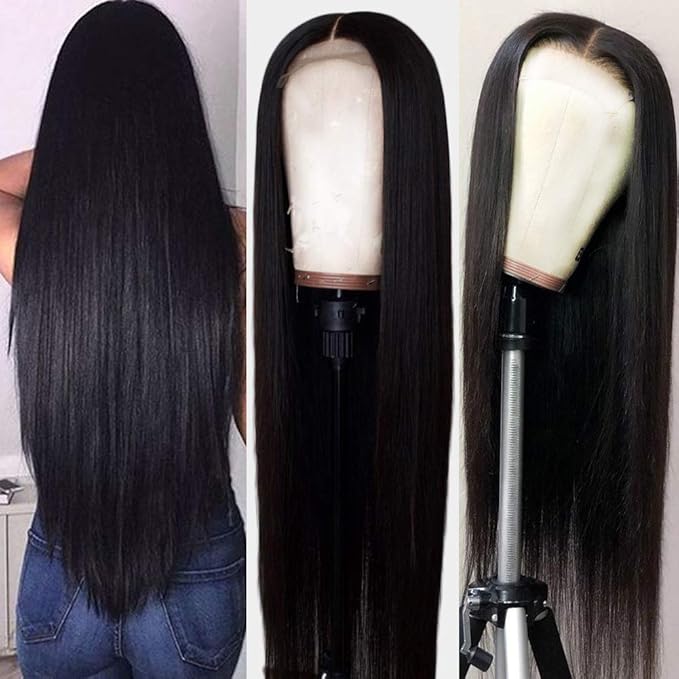 Hermosa 13x4 Lace Front Human Hair Wigs Pre Plucked 12A 220% Density Straight Human Hair Lace Front Wigs with Baby Hair for Women Natural Hairline Natural Color 16 inch