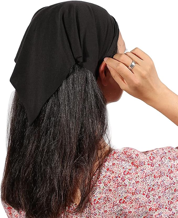 6 Pack Hair Scarf Headband for Women Elastic Bandana Head Scarf Large Boho Triangle Kerchief with Clips Non Slip Scarves