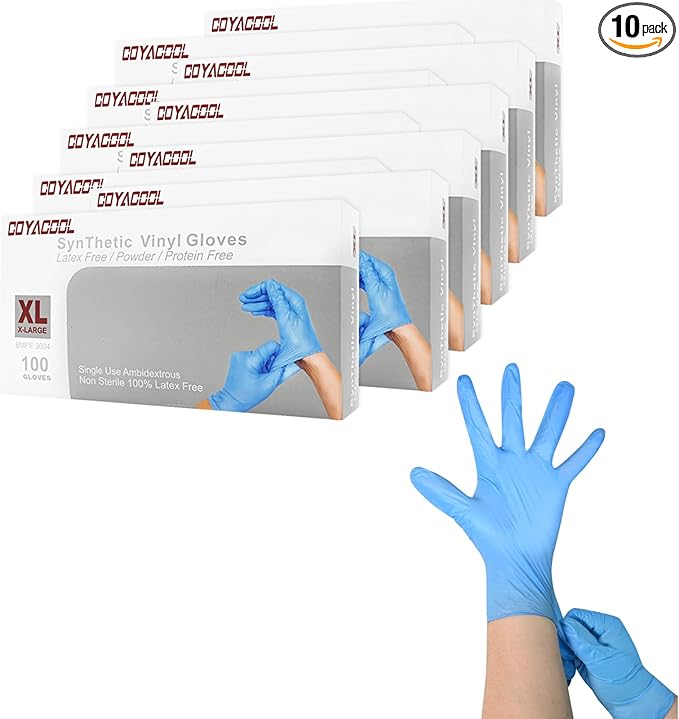 Disposable Gloves Extra Large, XL Nitrile and Vinyl Blend Material Gloves, Latex Free, 4 Mil,1000 Pc. Food Grade Glove for Cleaning, Food Prep, Hair Dye, Tattoo, Blue
