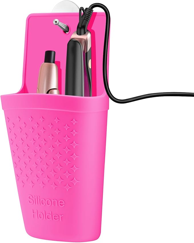 Heat Resistant Silicone Hair Iron Mat and Pouch,Portable Travel Hair Straightener Mat and Holder for Hair Styling Tools.1 Pack.(Hot Pink)