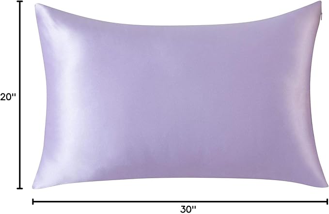 SLPBABY 100% Natural Pure Silk Pillowcase for Hair and Skin, Both Side 19 Momme Silk, Luxury Smooth Satin Pillowcase Cover with Hidden Zipper (Queen, Lavender)