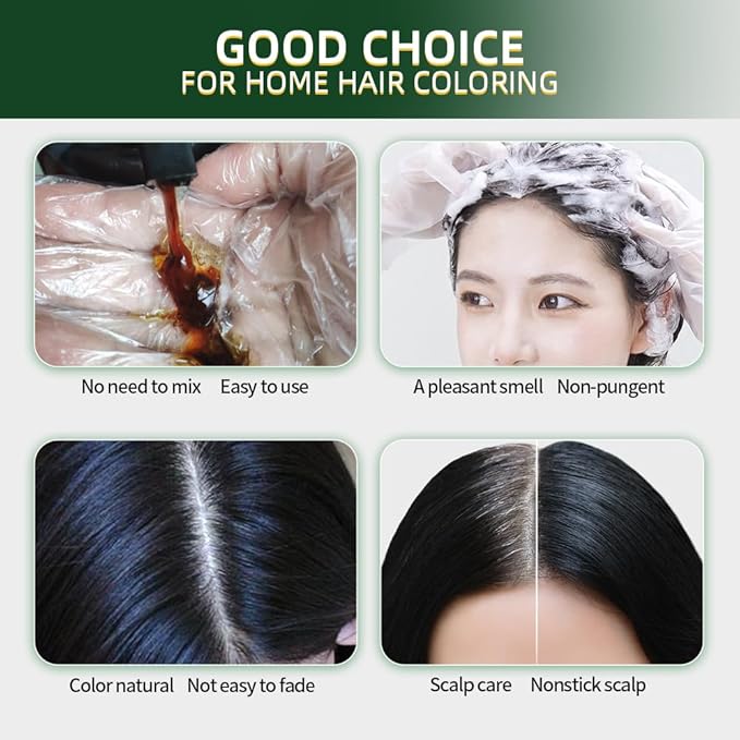 Coffee Hair Dye Shampoo 3 in 1 Herbal Natural Dye Cover Gray, for Women/Men Hair Color for Grey Coverage (Coffee)