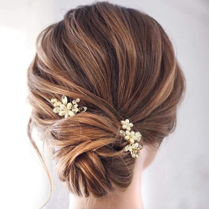 JAKAWIN Pearl Bride Wedding Hair Pins Bridal Hair Piece Accessories Decorative Hair Clips for Women HP065 (Gold)
