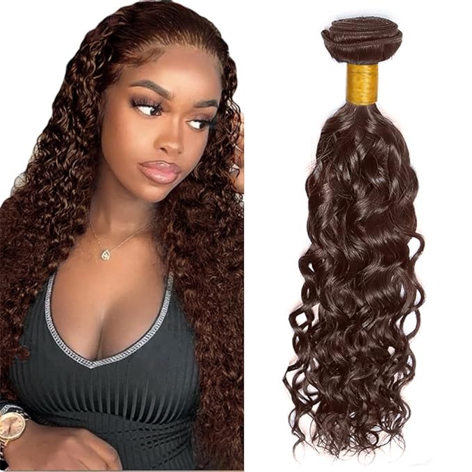 30 Inch Brown Human Hair Bundles Color 4 Water Wave Bundle Double Weft Dark Brown Wet and Wavy Bundle Hair Weave Niegmeag Brazilian Virgin Remy Hair Extensions