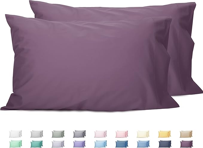 Sunflower King Pillowcases Set of 2, 100% Cotton King Size Pillow Cases 2, 20×40 inches Dark Purple, Soft and Breathable