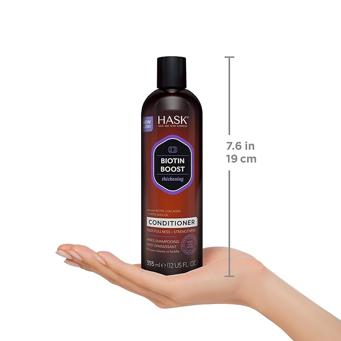 HASK Biotin Boost Thickening Shampoo + Conditioner Set | Adds Fullness, Strengthens, Volumizes, Sulfate-Free, Paraben-Free, Gluten-Free, Color Safe | 12oz each