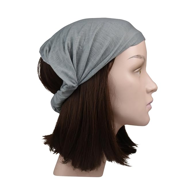 Motique Accessories Set of 3 Wide Cotton Head Band Solid Boho Yoga Style Soft Hairbands Black Seasalt White
