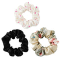 19Momme Silk Scrunchie Thick Hair Ties for Curly Hair, No Slip Hair Bands for Women, Vintage Satin Hair Accessories (Black,Eternal Aura,Polka dot)