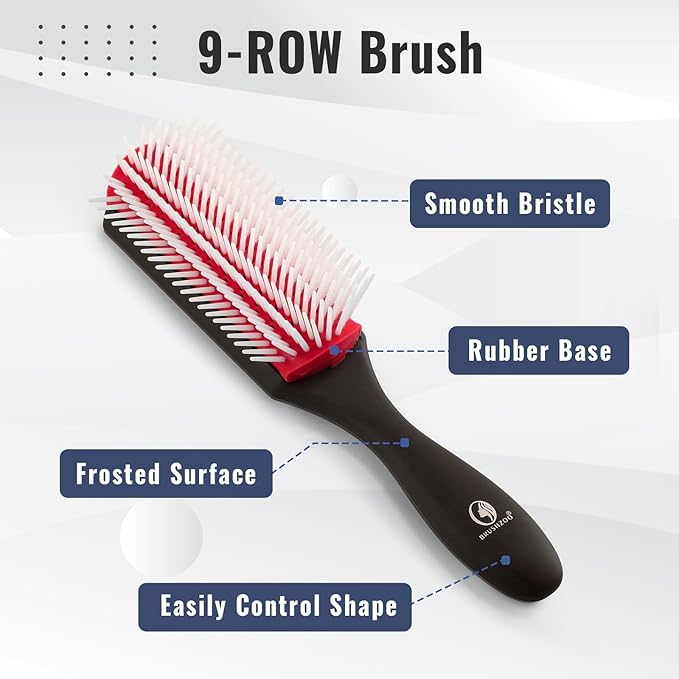 Hair Brush Set, Detangler Brush for Natural 3/4abc Curly Hair, Hair Brushes for Women Men Kids Detangling Styling with Spray Bottle