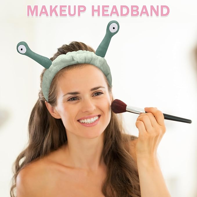 Jowmoy Cute Light green Snail Headband,Wash Face for Women Makeup Shower Spa Headband (1pack)