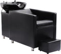 Shampoo Stations for Salon, Backwash Chair with Ceramic Bowl, Backwash Shampoo Unit with Foot Pedal, Sink Chair Station, Hair Washing Station for Barbershop (Black)