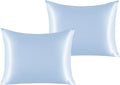 NTBAY 2 Pack Satin Standard Pillowcases for Hair and Skin, Luxurious and Silky Pillow Cases with Envelope Closure, 20x26 Inches, Aqua