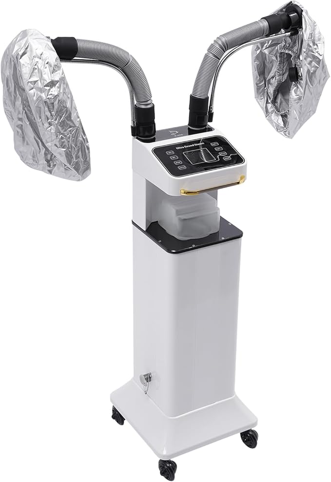 Nano Hair Steamer Professional Ozone Hair Steamer 650W 110V Multifunctional Hair Dyeing Machine with Timer & Adjustable Temperature, Standing Micro Mist Hair Processor for Beauty Salon (White)