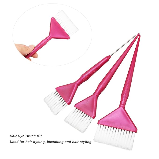 ZJchao Hair Dye Brush, Hair Color Brush Dye Applicator 3PCS with Ergonomic Handles for Dyeing, Bleaching, Treatment