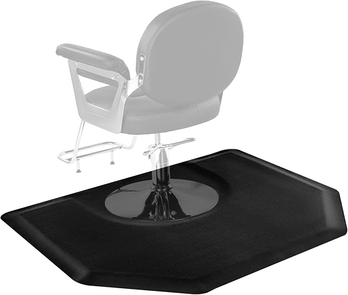 VEVOR Salon Mat for Hair Stylist, 4 x 5 FT Hexagon Salon Chair Mat Anti Fatigue, 1/2-inch Thickened Barber Shop Floor Mat with Round Cut Out, Easy-to-Clean PVC Surface & Anti-Trip Beveled Edges