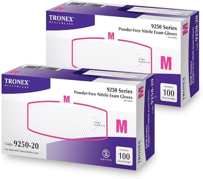 TRONEX XS - 2XL Nitrile Glove, Examination, Fingertip-Textured, Powder-Free, Blue