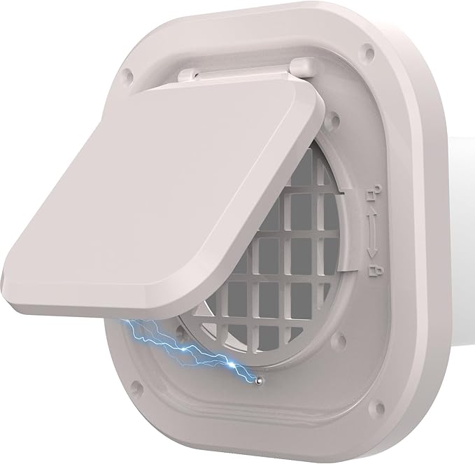 Dryer Vent Cover Outside 4 inch, Magnetic Door Design, Durable Airflow Vent with Lint Trap Screen, Thickened Material, 7 inch x 7 inch Size, Beige