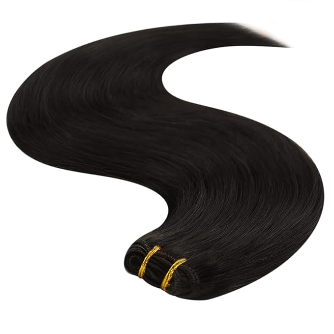 YoungSee 24 inch Weft Hair Extensions Human Hair Dark Brown Sew in Hair Extensions Natural Hair Weft Extensions Darkest Brown for Long Hair 100G