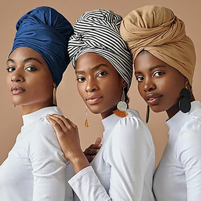 Harewom Head Wraps for Black Women Stretch Head Scarf Long African Hair Wraps Turban Headwraps Jersey Headbands
