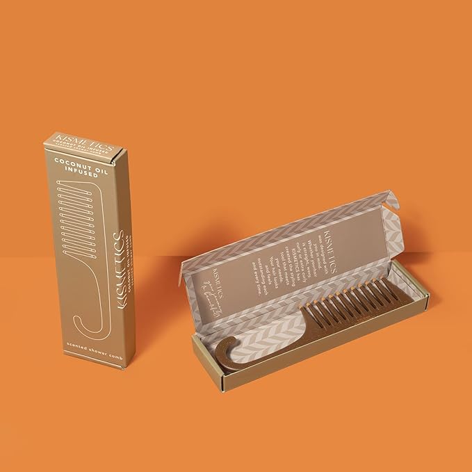 Coconut Oil Infused, Scented Shower Comb, Wide Tooth Comb for Detangling Wet or Dry hair. For All Hair Type