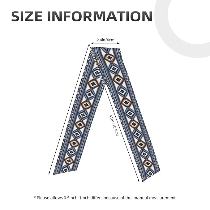 Men's Women Lovely Sports Sweat Band Hair Decor for Sports Workout Spa, Long Boho Style Colorful Surf Blue Tribal Navajo Aztec Geometric Ethnic Pattern Head Ribbon Headwear