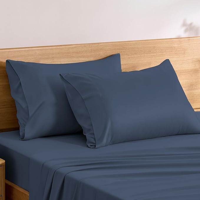 TOSMO Luxury Pillow Case Set of 2 - Cooling Viscose Derived from Bamboo - Oeko-TEX, Breathabl Silky Soft Pillow Cases with Envelope Closure (Queen, Slate)