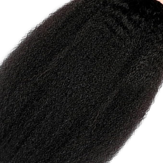 Kinky Straight Human Hair Bundles Natural Black Yaki Straight Bundles Hair Extensions 26 28 30 Inch Grade 8A Brazilian Virgin Remy Hair 3 Bundles Double Weft Real Color 1B Hair Weave