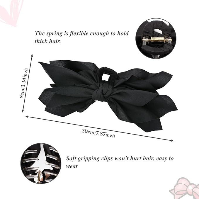 Bow Claw Clips Hair Clips Big Hair Bows for Women Butterfly Styling Large Hair Clips for Thick Hair for Girls Hair Accessories for Teen 3PC Christmas Valentine