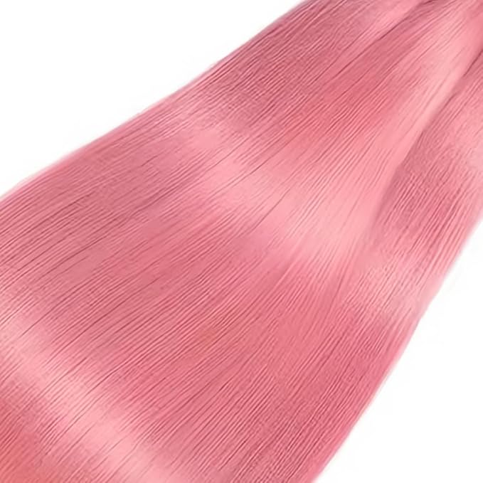 Pink Human Hair Bundles Light Pink Straight Bundles 20 22 24 Inch Niegmeag Hair Double Weft Unprocessed Brazilian Virgin Remy Hair Extensions 300g