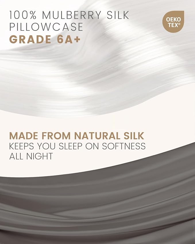 THXSILK Mulberry Silk Body Pillow Case, 100% Mulberry Silk Pillowcase for Hair and Skin, Natural Mulberry Ultra-Soft Silk Zipper Pillow Cover, 1pc (Dark Gray, Body Size 20"x54")